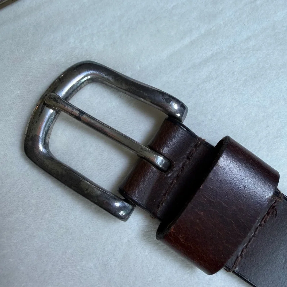 LSU Tigers Leather Belt Mens 38 Brown Silver Logo‎ Plaques Collegiate Fan Gear